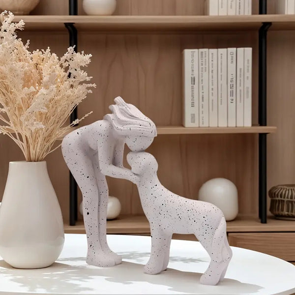 Abstract Woman & Dog Statue