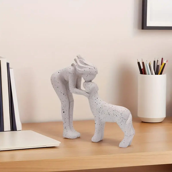 Abstract Woman & Dog Statue