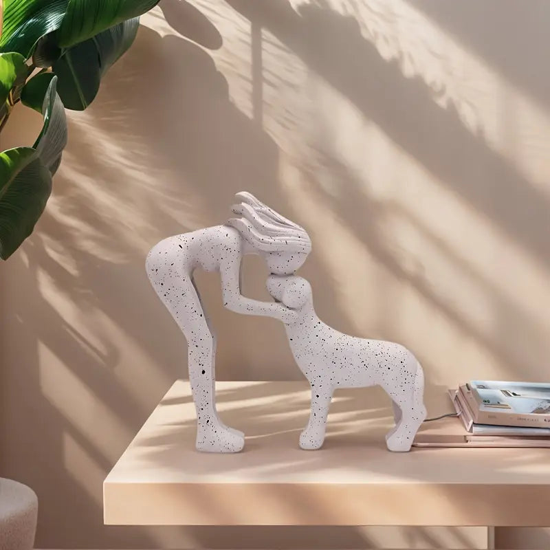 Abstract Woman & Dog Statue