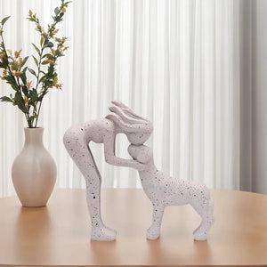 Abstract Woman & Dog Statue