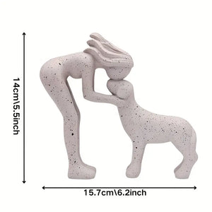 Abstract Woman & Dog Statue