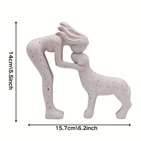 Abstract Woman & Dog Statue