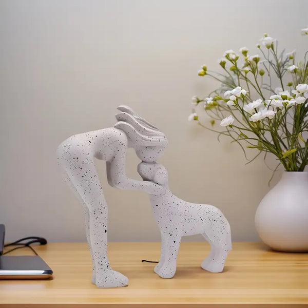 Abstract Woman & Dog Statue