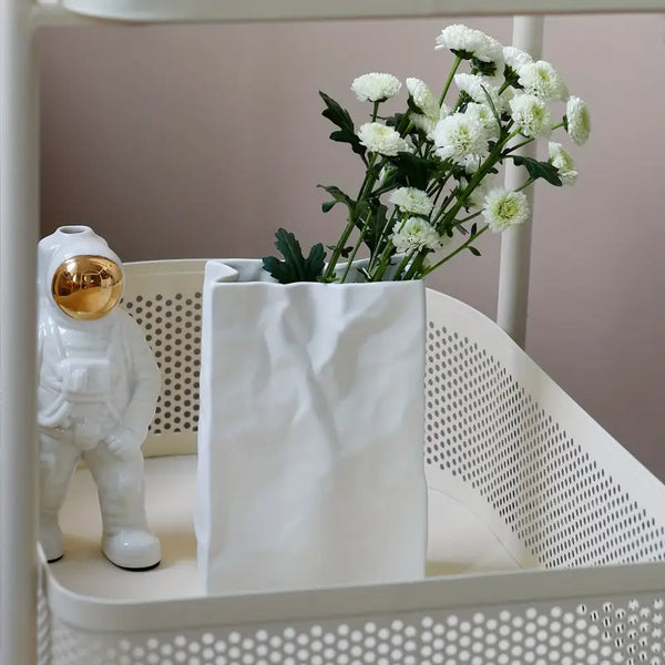 Paper Bag Style Ceramic Vase