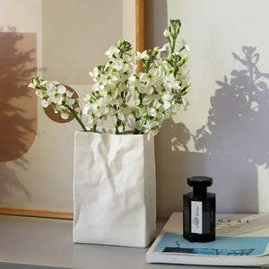 Paper Bag Style Ceramic Vase