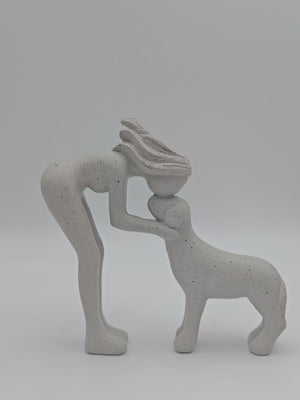 Abstract Woman & Dog Statue